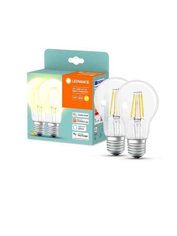 LEDVANCE SMART+ standard 60W/827 klar filament E27 Bluetooth - 2 pak