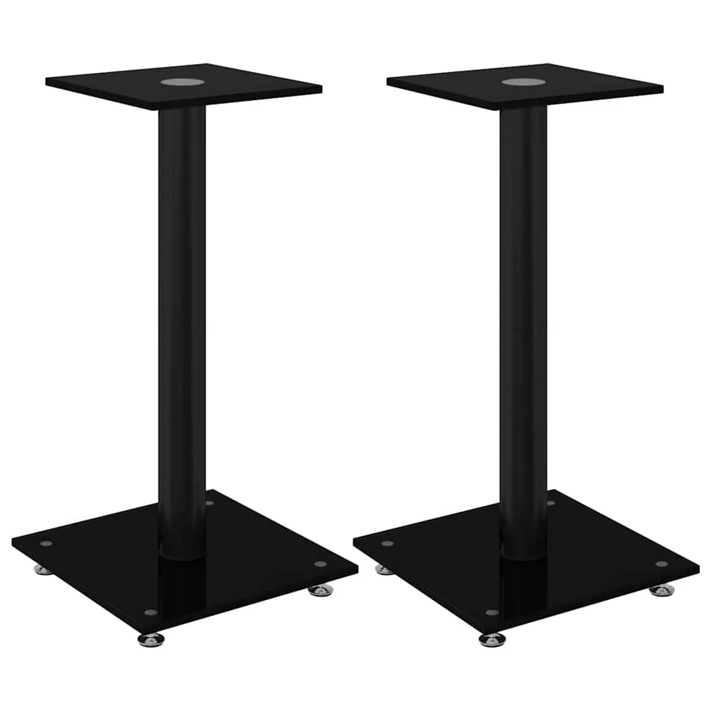 vidaXL Høyttalerstativer 2 stk svart herdet glass 1 søyledesign