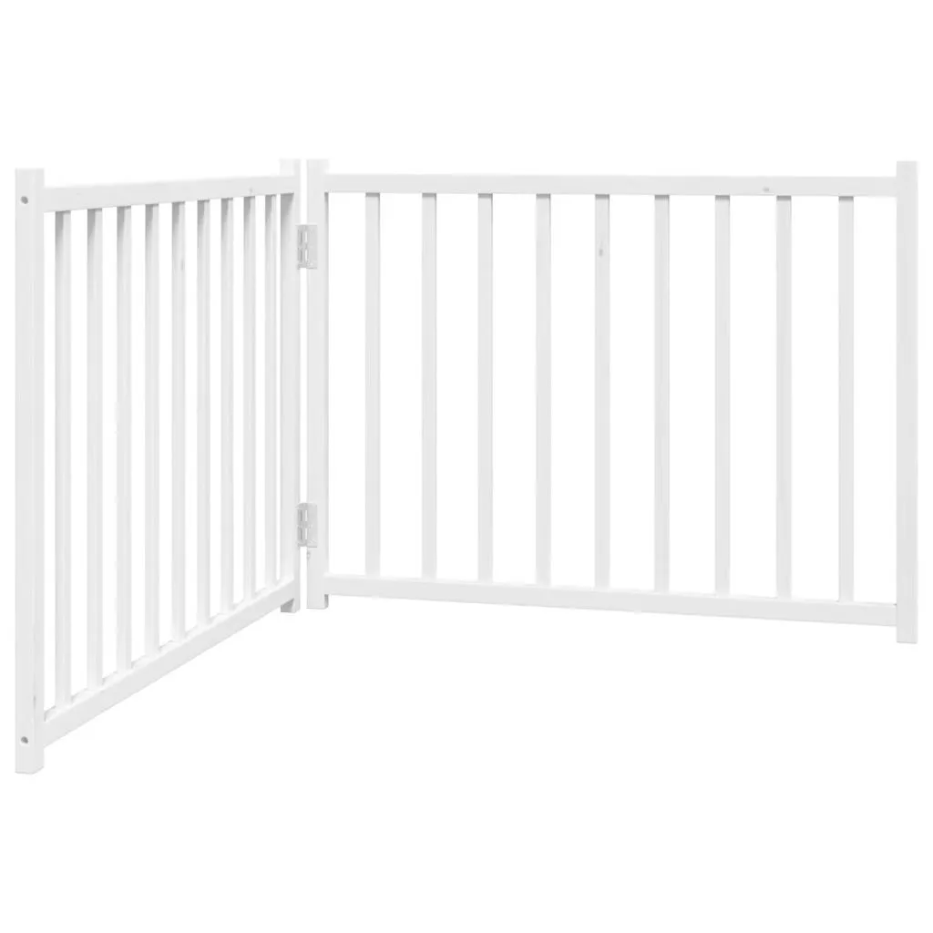 vidaXL Hundeport sammenleggbar 2 paneler hvit 160 cm heltre gran