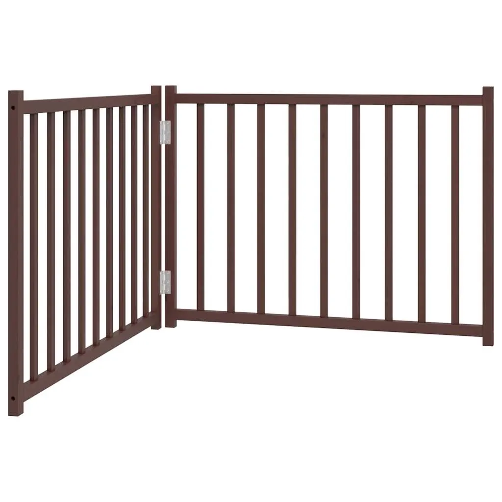vidaXL Hundeport sammenleggbar 2 paneler brun eik 160 cm heltre gran