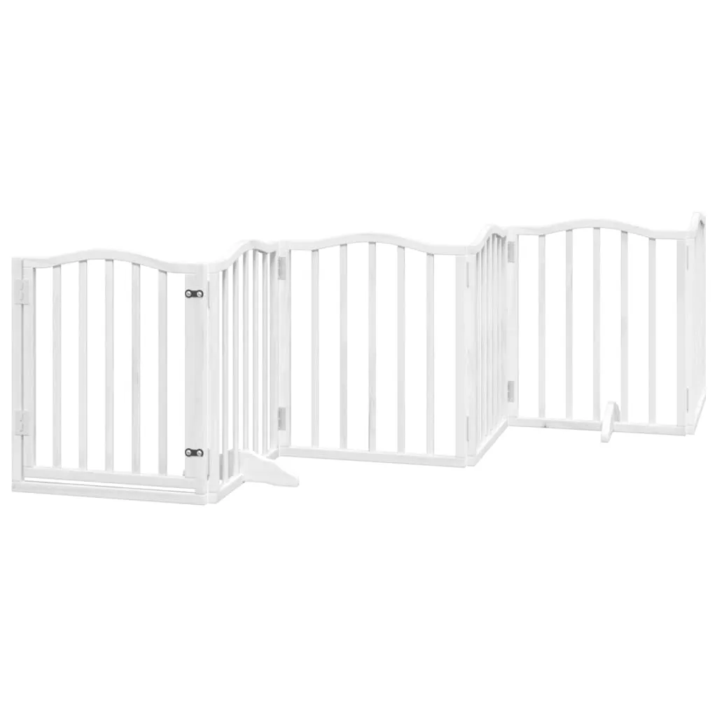 vidaXL Hundeport sammenleggbar 6 paneler hvit 300 cm poppeltre