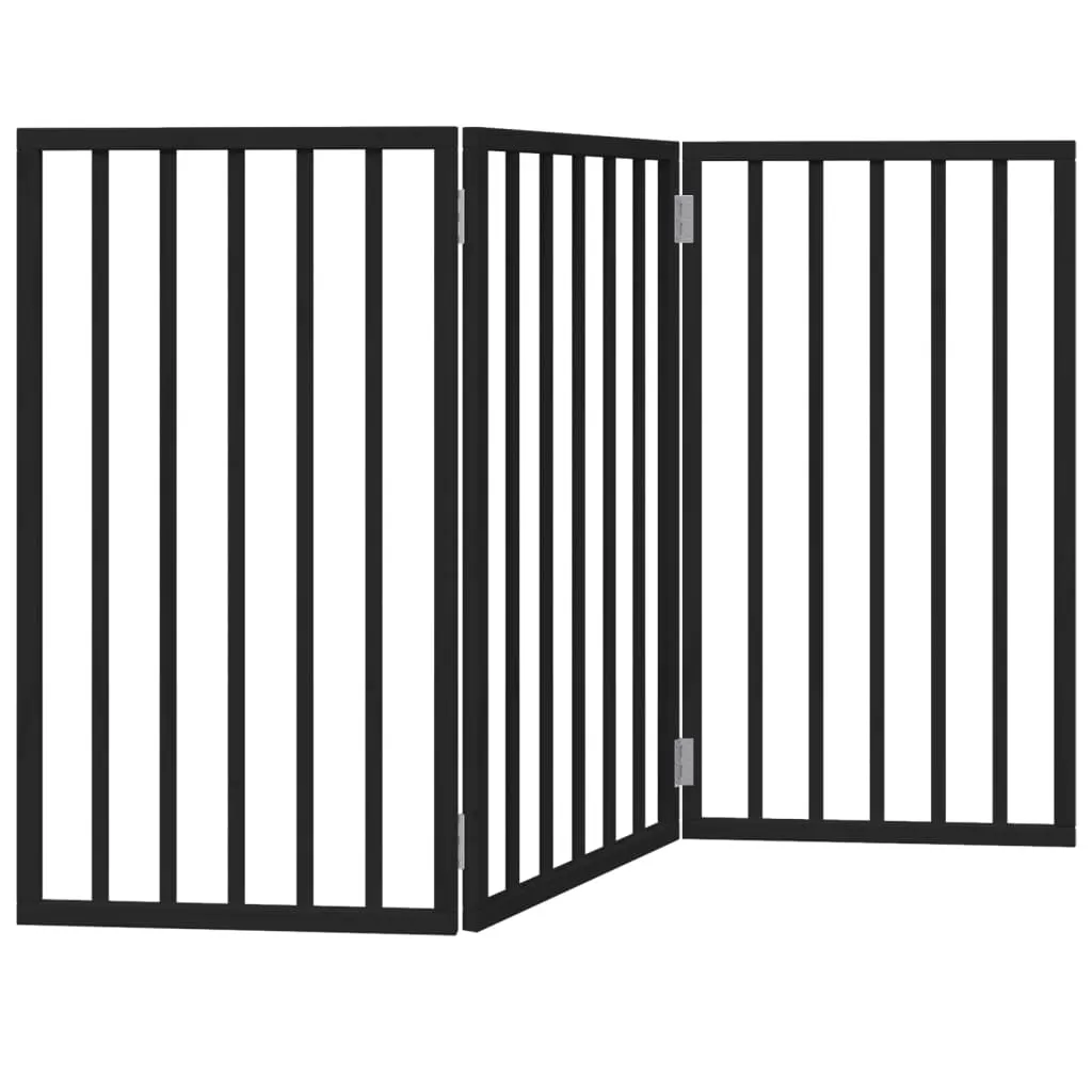 vidaXL Hundeport sammenleggbar 3 paneler svart 150 cm poppeltre