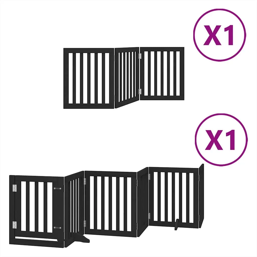 vidaXL Hundeport sammenleggbar 9 paneler svart 450 cm poppeltre