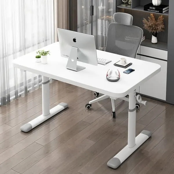 Ergonomisk Hev- og Senkbart Skrivebord 100x60 cm – Justerbar Høyde 63-90 cm, Hvitt