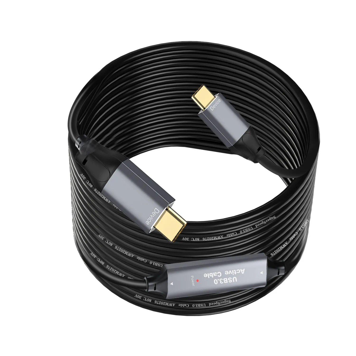 NÖRDIC 10m Aktiv USB 3.0 C til C-kabel, 5Gbps Super Speed USB-kabel