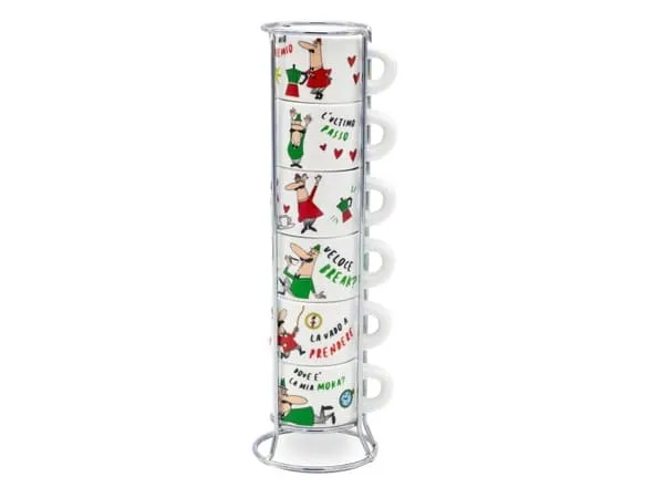 Bialetti L''Omino Italiano, Sett, Flerfarget, Keramisk, Espresso, 6 stykker, Boks