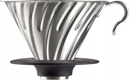 Hario metall Drip V60-02 i stål med silikonbase