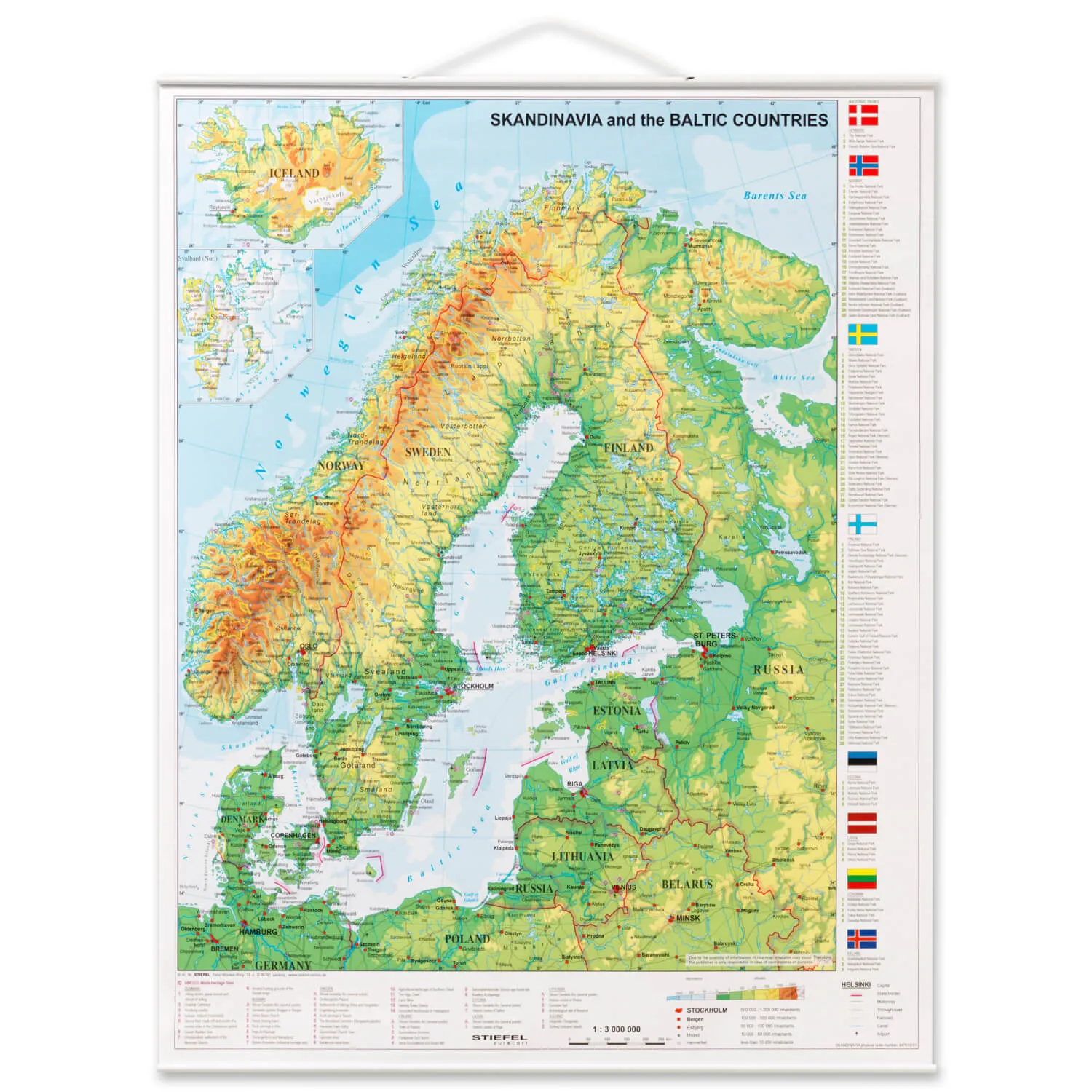 Plakat Skandinavienskort 97x67 cm (rullet)