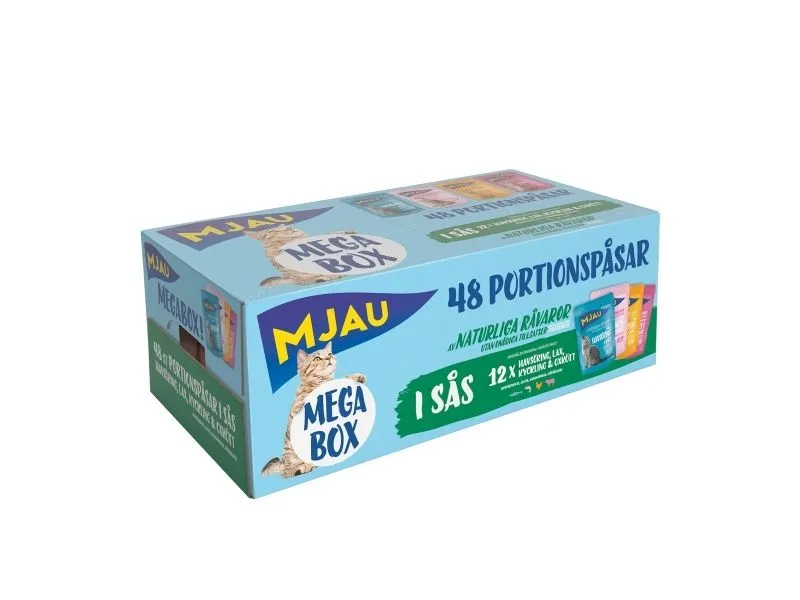 Mjau Bites i saus med kjøtt og fisk Megabox 48x85g