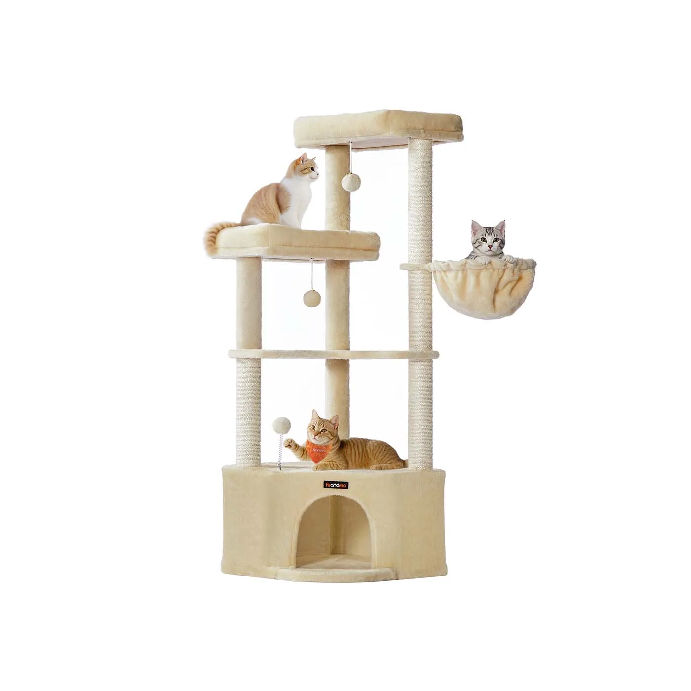 Klatrestativ for katt, 48,5x48,5x140,7 cm, Beige
