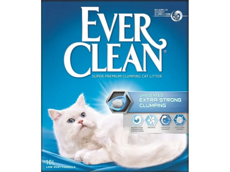 Everclean ekstra sterk klumpende kattesand, uten duft, 10 l (4301) /katter