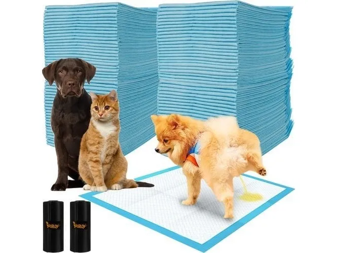 Tisseteppe med Bæsjeposer til Hund / Valpteppe /Hygieneunderlag - 60x60cm - 100-Pack