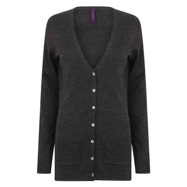 Henbury Womens/Ladies Cotton Acrylic V Neck Cardigan