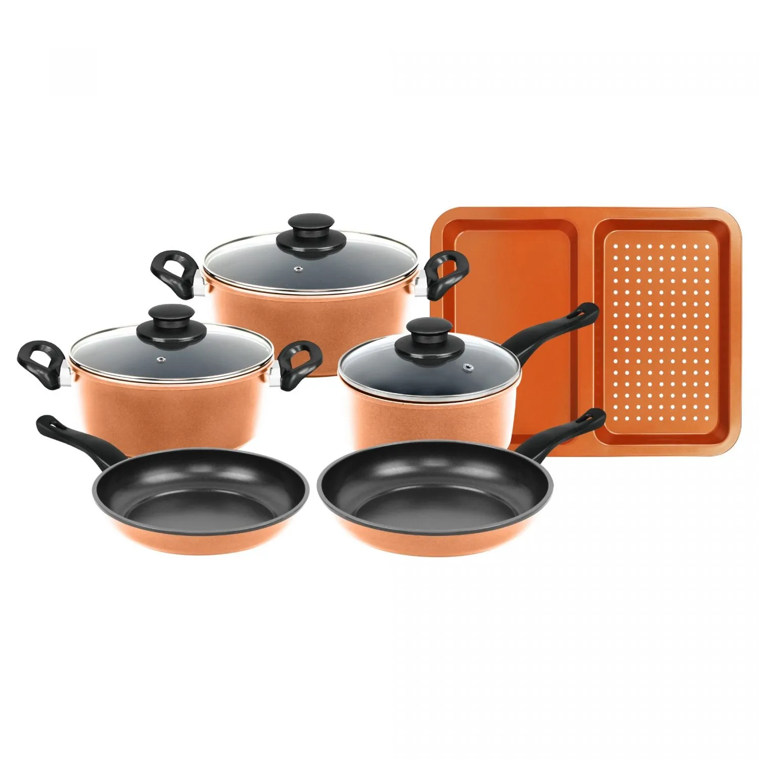 Nonstick kokekar i kobber - 8 deler
