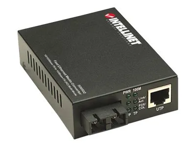 Intellinet Fast Ethernet Media Converter, 10/100Base-Tx to 100Base-Fx (SC) Multi-Mode, 2 km (1.24 mi) - Fibermedieomformer - 100Mb LAN - 10Base-T, ...