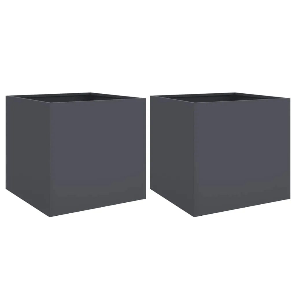 vidaXL Plantekasser 2 stk antrasitt 49x47x46 cm stål