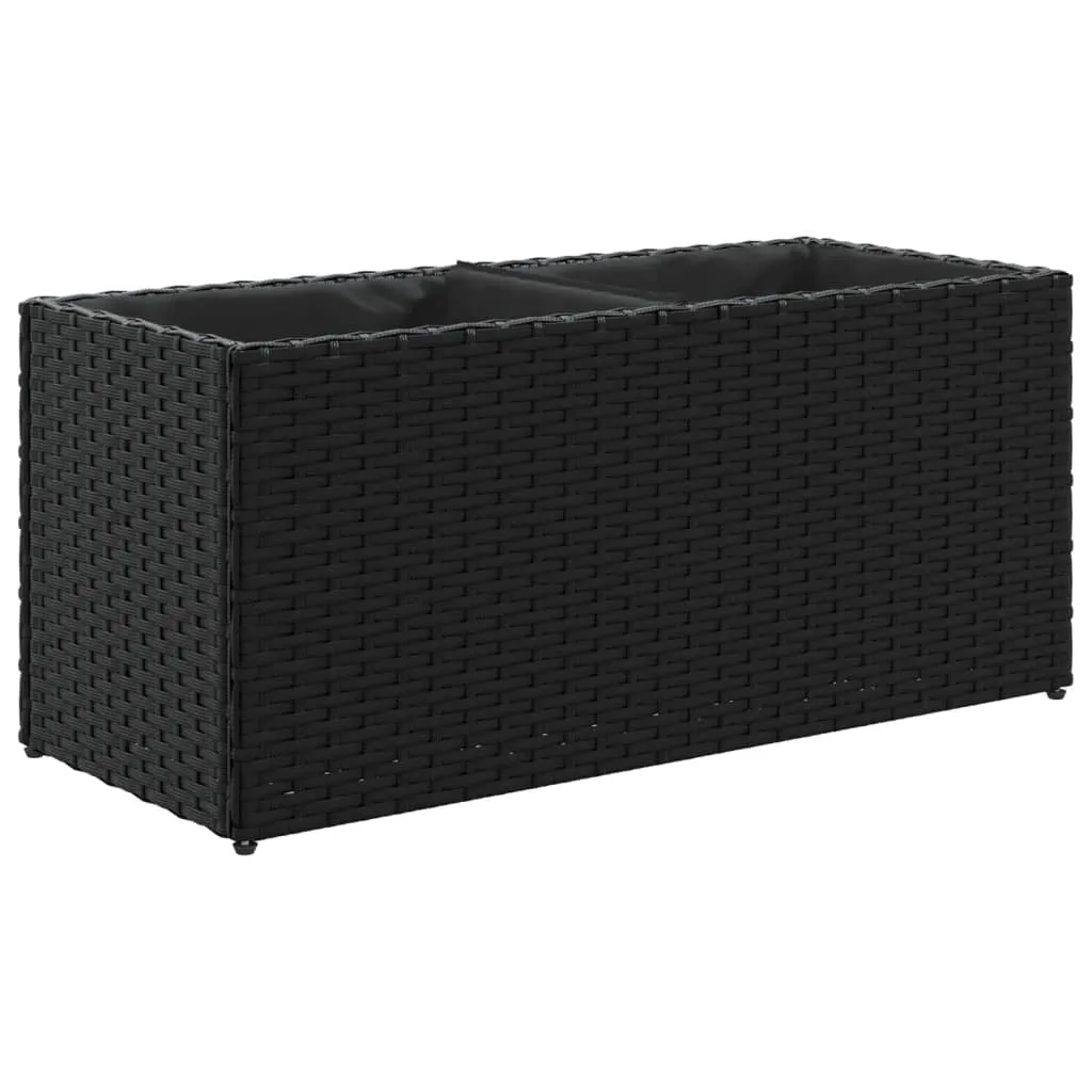 vidaXL Plantekasse med 2 potter svart 72x30x32 cm polyrotting