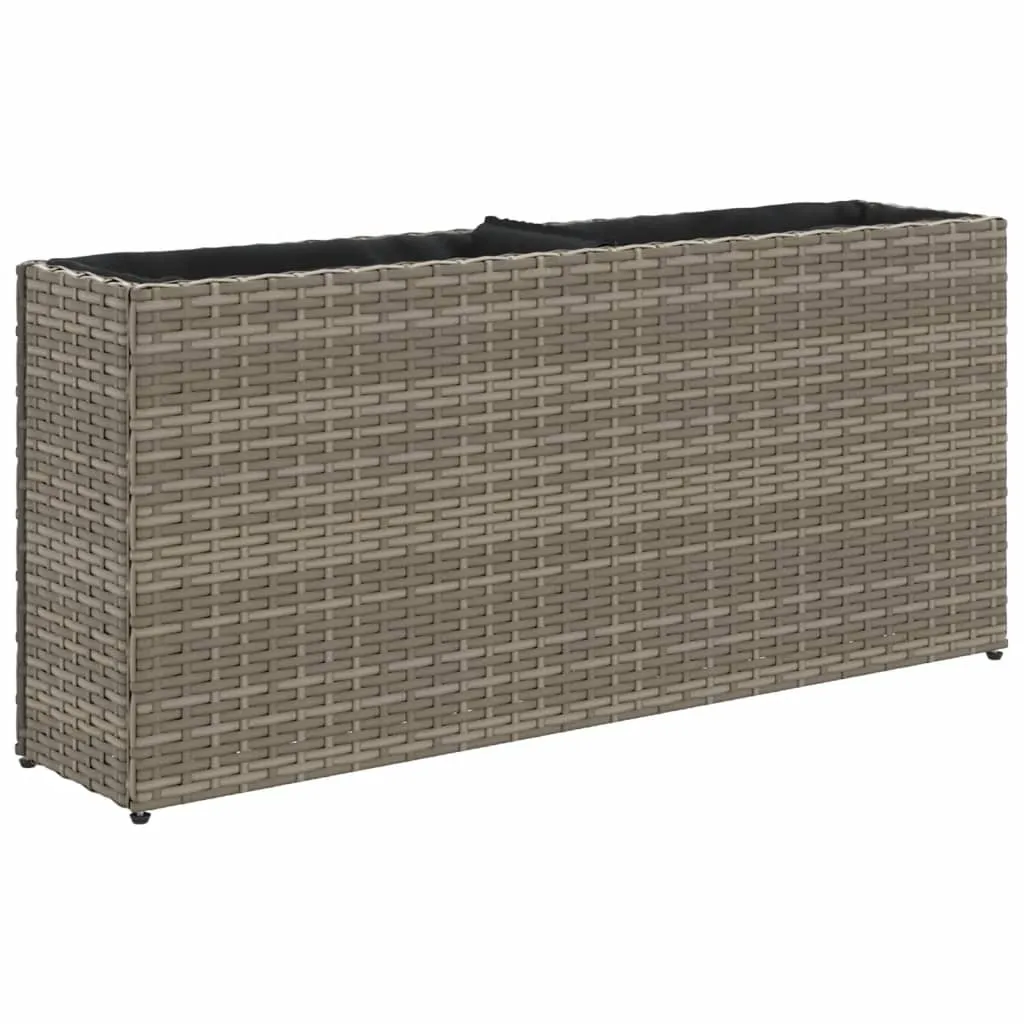 vidaXL Plantekasse med 2 potter grå 90x20x40 cm polyrotting