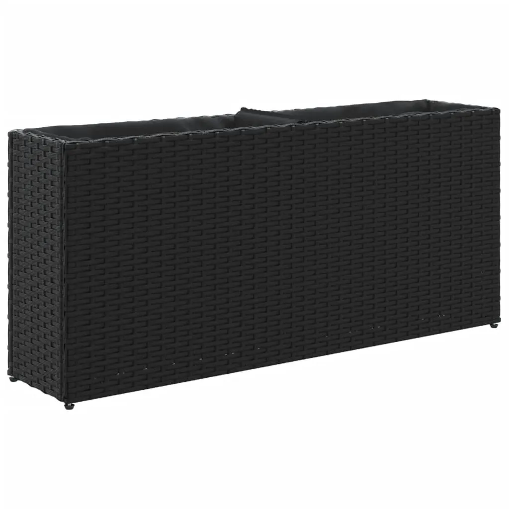 vidaXL Plantekasse med 2 potter svart 90x20x40 cm polyrotting