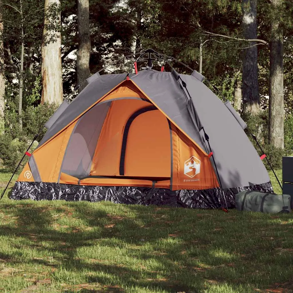 vidaXL Campingtelt 2 personer grå og oransje hurtigutløser