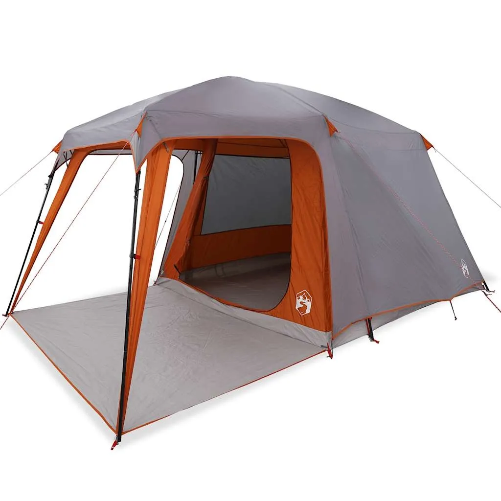 vidaXL Campingtelt med verandakuppel 5 personer grå oransje vanntett