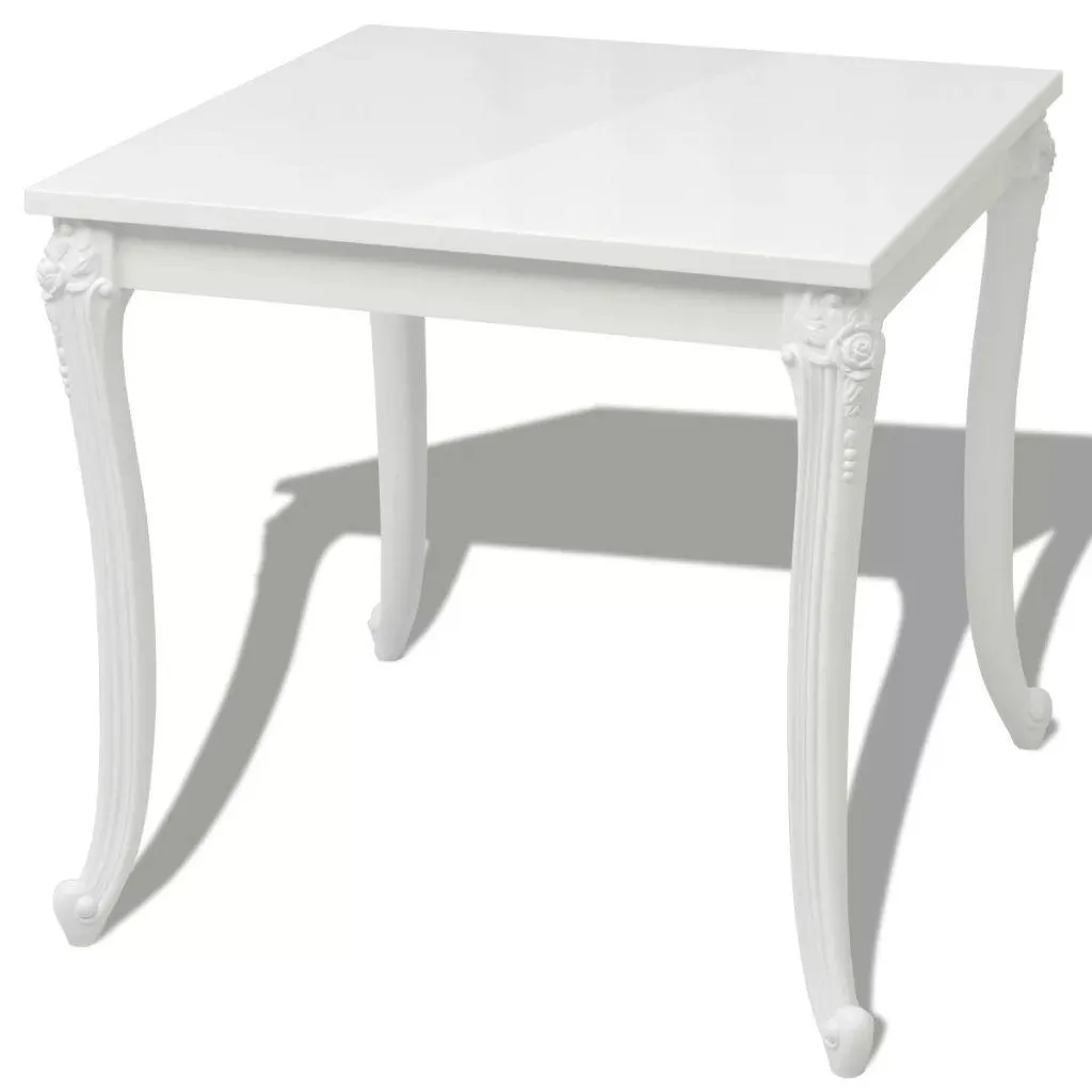 vidaXL Spisebord 80x80x76 cm Høyglans Hvit