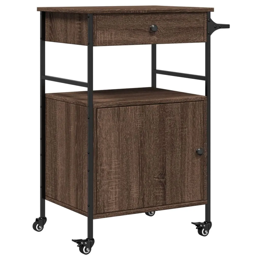 vidaXL Kjøkkentralle brun eik 56x43x89,5 cm konstruert tre