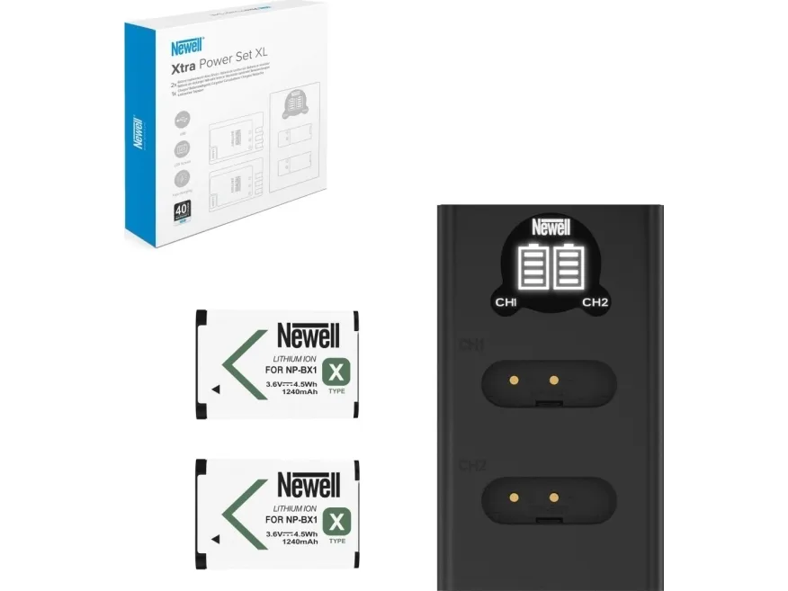 Newell NEWELL dobbeltlader DL-USB-C og to NP-BX1-batterier til Sony
