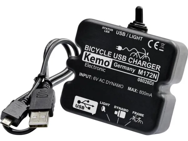 Kemo M-172N USB-ladelader til sykkel sort