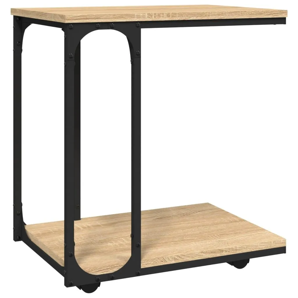 vidaXL Sidebord med hjul sonoma eik 50x35x55,5 cm konstruert tre