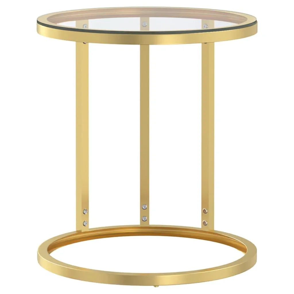 vidaXL Sidebord gull og gjennomsiktig 45 cm herdet glass