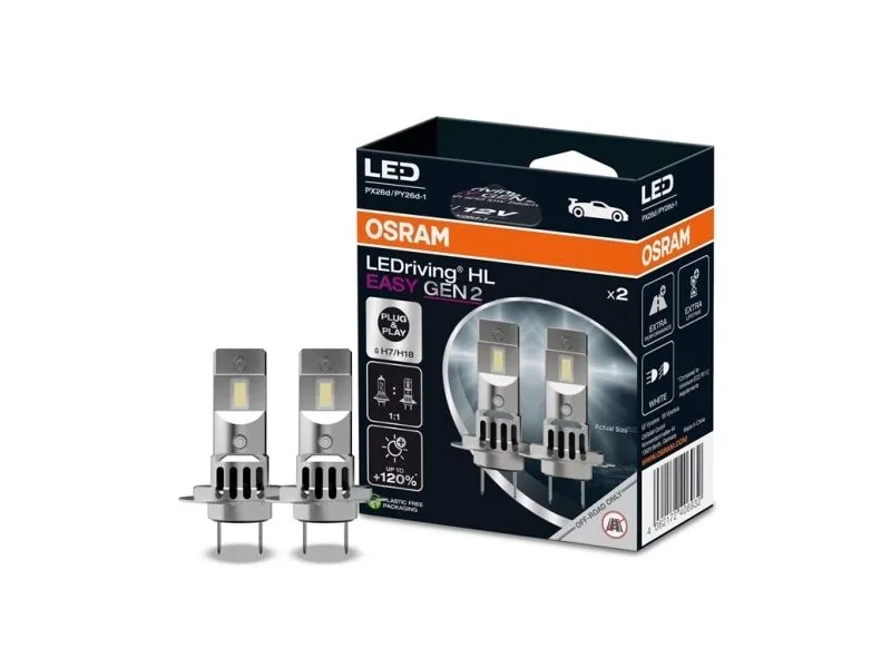 LED-pære (2 stk.) H7 12V 16W PX26D/PY26D-1 uten veihomologering Ultinon Essential LED gen2, hvit 6500K