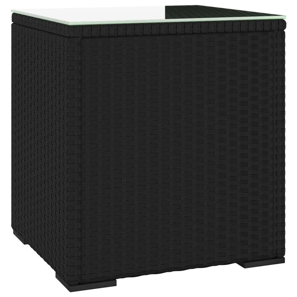 vidaXL Sidebord svart 40x37x40,5 cm polyrotting og herdet glass