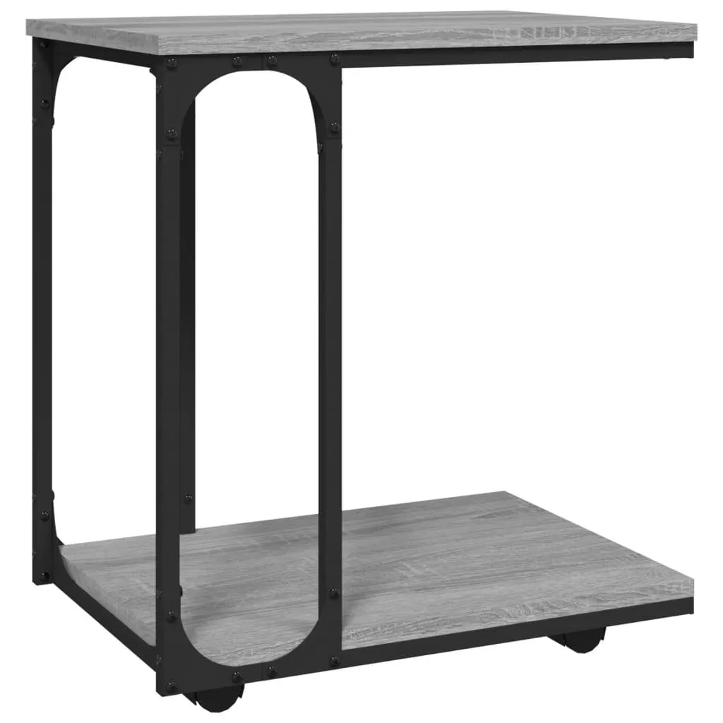 vidaXL Sidebord med hjul grå sonoma 50x35x55,5 cm konstruert tre