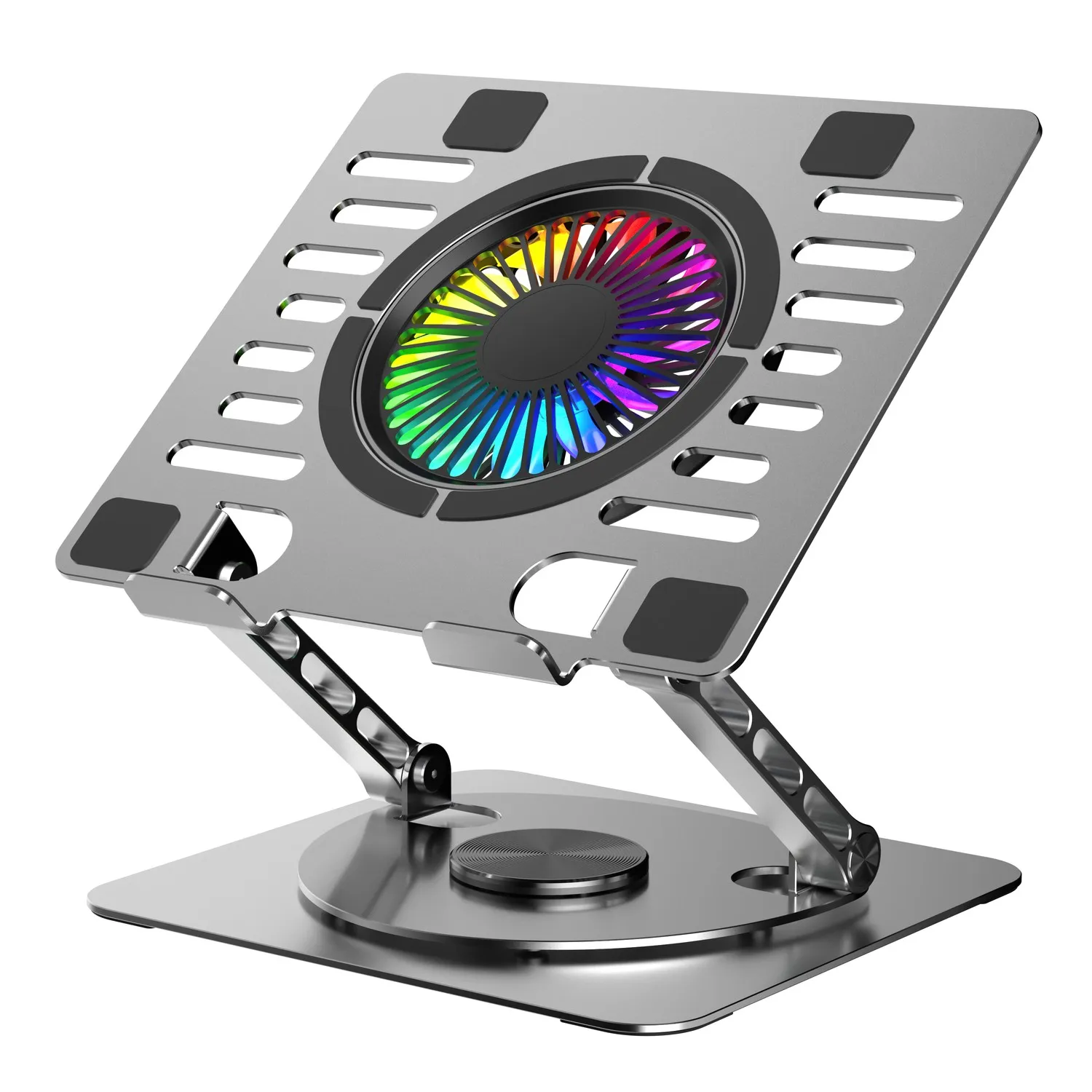 NÖRDIC bærbar holder med RGB-vifte med roterende base og 2 USB-porter