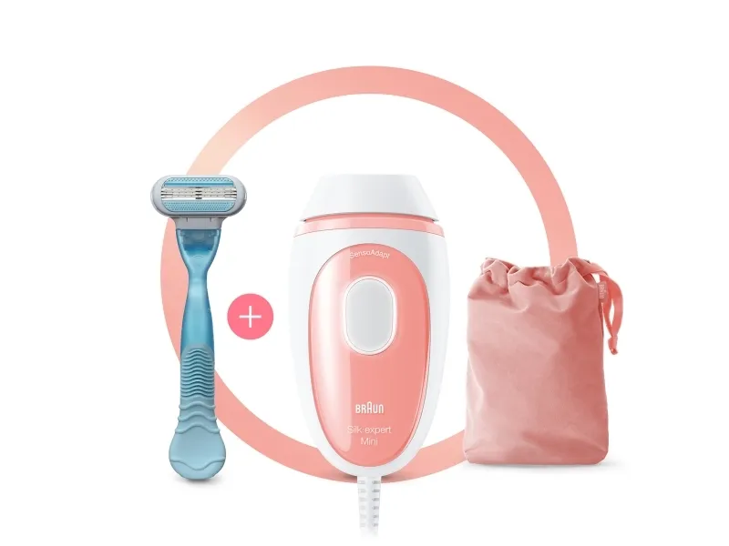 Braun Silk-expert Pro Silk-expert Mini, Rosa, Hvit, Intense Pulsed Light (IPL), Mageområdet, Armhule, Bikini, Jaw line, Overleppe, Puls, 0,6 s