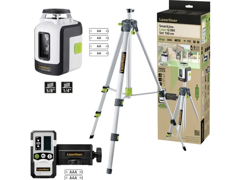 Laserliner 081.118E, 30 m, 0,3 mm/m, 4°, 515 nm, 515 nm (< 1 mW), Roterende laservater