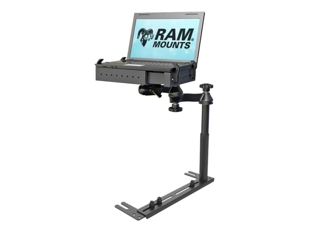 RAM Universal No-Drill Laptop Mount - Monteringssett (monteringsbase, notebook-bakke, teleskopstang, dobbelt leddet svingarm) - for notebook - stål...