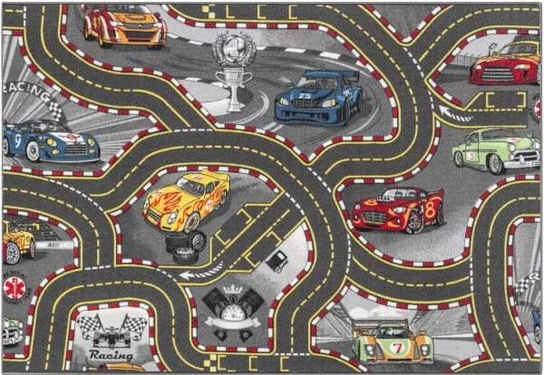 Bil Legetæppe ''Racers'' 95 x 133 cm, Antracit