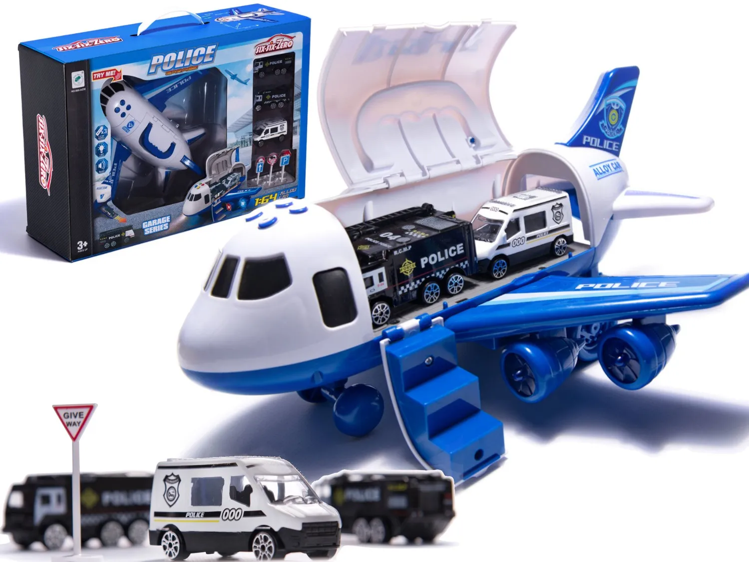 Transportfly + 3 politibiler