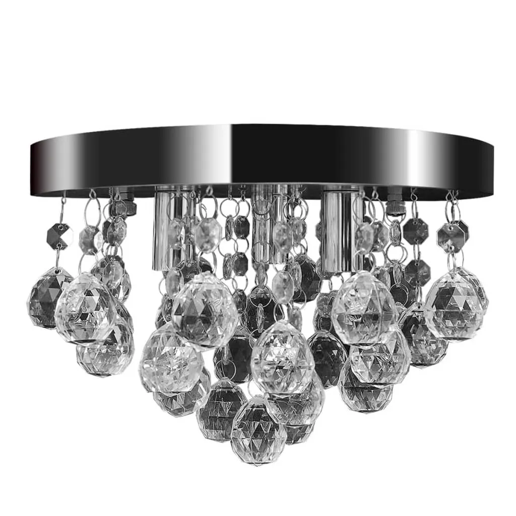 vidaXL Lysekrone i krystall design krom