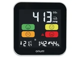 CO2-måler, Orium 223621, HxBxD: 11 x 11 x 6 cm, sort/hvid