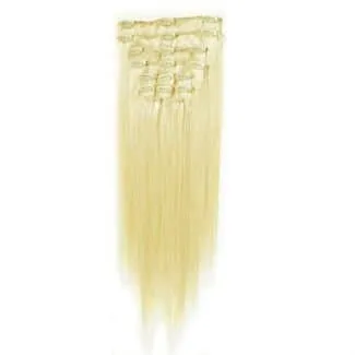Fashiongirl Remy Clip-on Extensions 60 Platinum Blonde 50 cm 90g