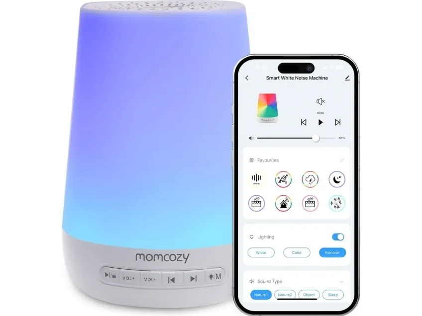 Momcozy hvit støymaskin - lampe