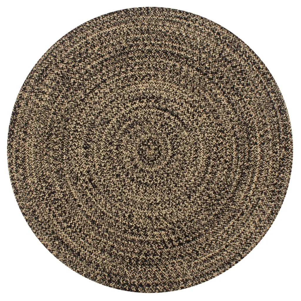 vidaXL Håndlaget teppe jute svart og naturlig 150 cm