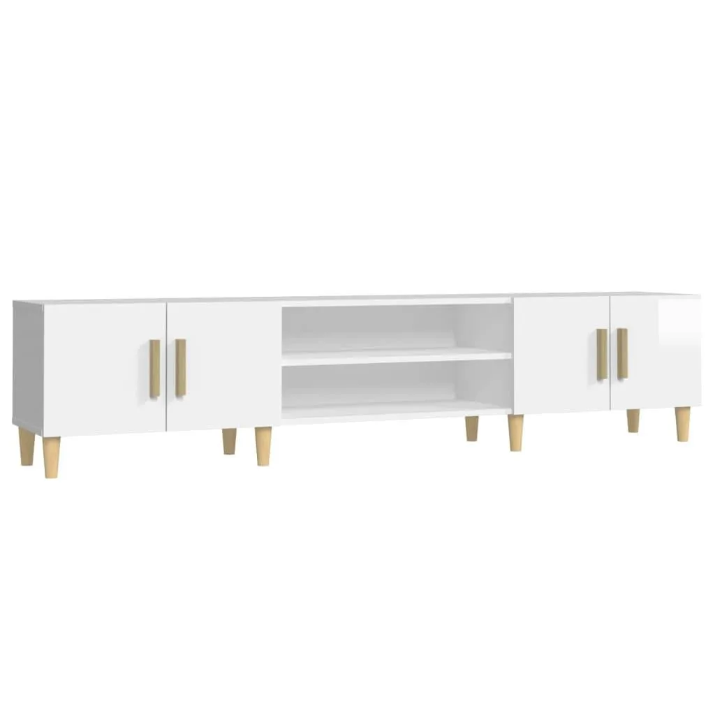 vidaXL TV-benk høyglans hvit 180x31,5x40 cm konstruert tre