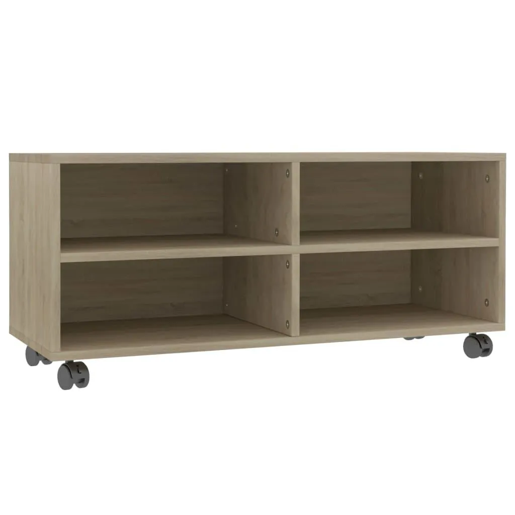 vidaXL TV-benk med hjul sonoma eik 90x35x35 cm sponplate