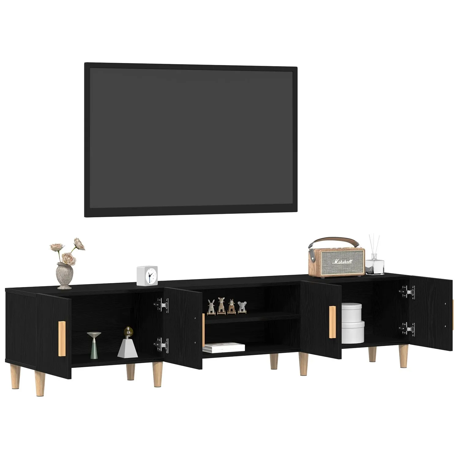 vidaXL TV-skap Svart Eik 180 x 31,5 x 40 cm Konstruert tre