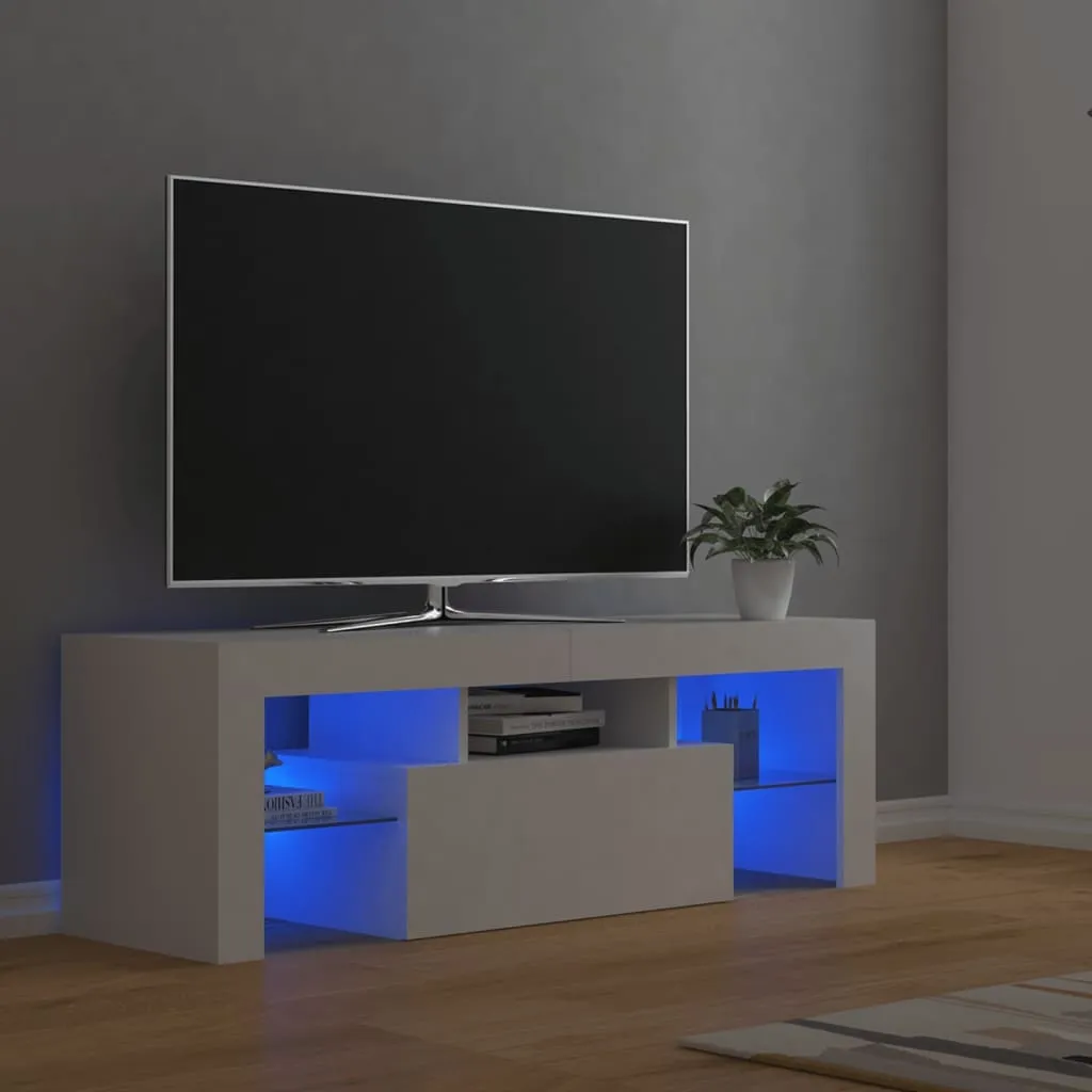 vidaXL TV-benk med LED-lys hvit 120x35x40 cm