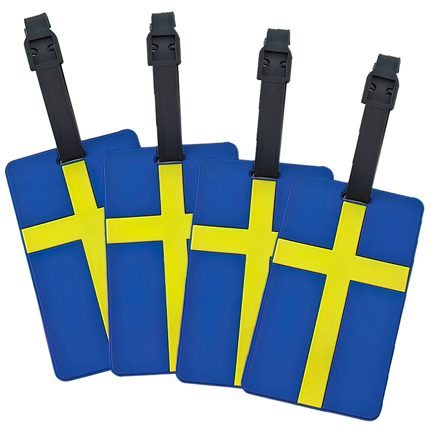 Bagasjelapp / Tag til Bagasje - Sverige Flagg - Til Koffert - 4-Pack
